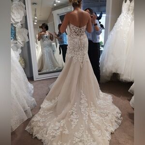 Lace Appliqué Wedding Dress in Champagne